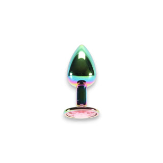 Rear Assets Small Rainbow Anal Plug With Pink Diamond