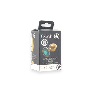 Ouch! Green Round Gem Gold Plug in Small