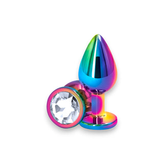 Cheeky Box Canada - Aluminum Rainbow Anal Plug With White Diamond