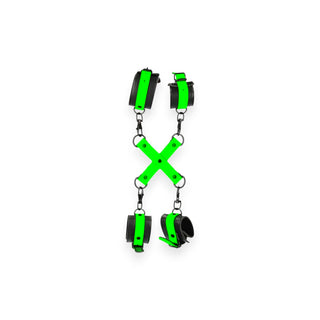 Ouch! Glow In The Dark Hand & Ankle Cuffs with Hogtie