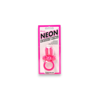 Neon Pink Rabbit Vibrating Cock Ring by PipeDream